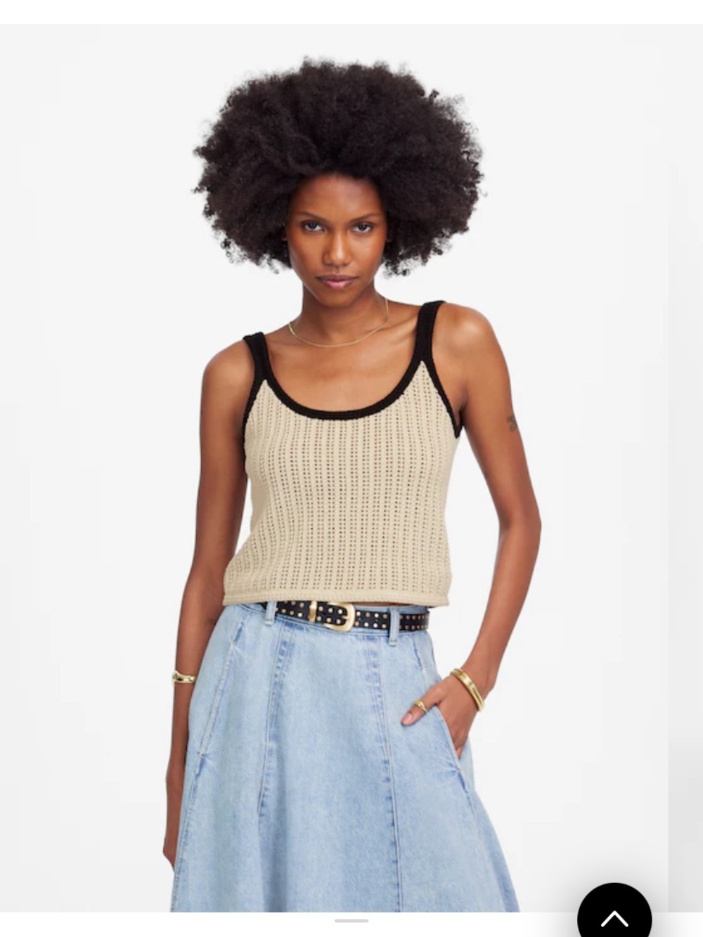 Madewell Cream Knit Tank with Black Trim